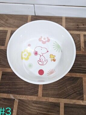Ceramic Peanuts Snoopy & Woodstock Floral Pet Dog Feeding Water Bowl